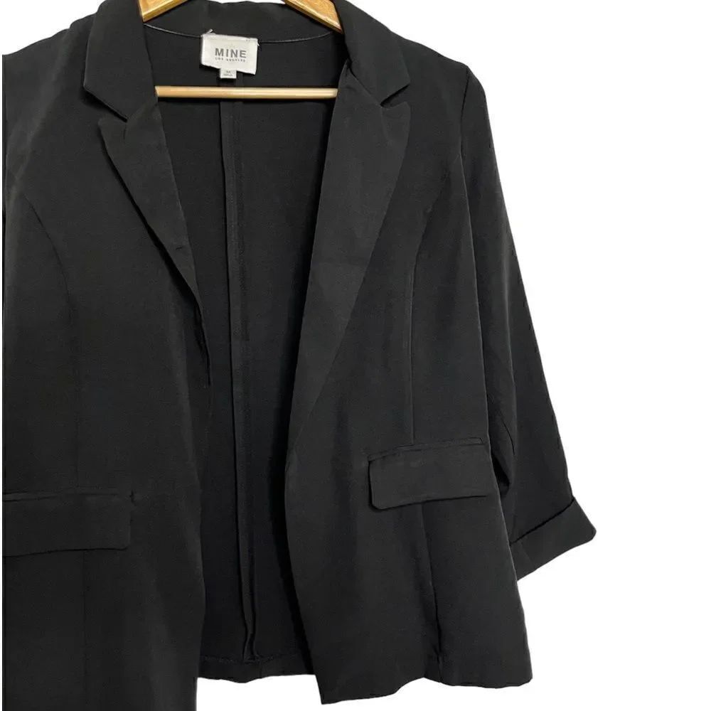 MINE Open Front Blazer Black Size Medium